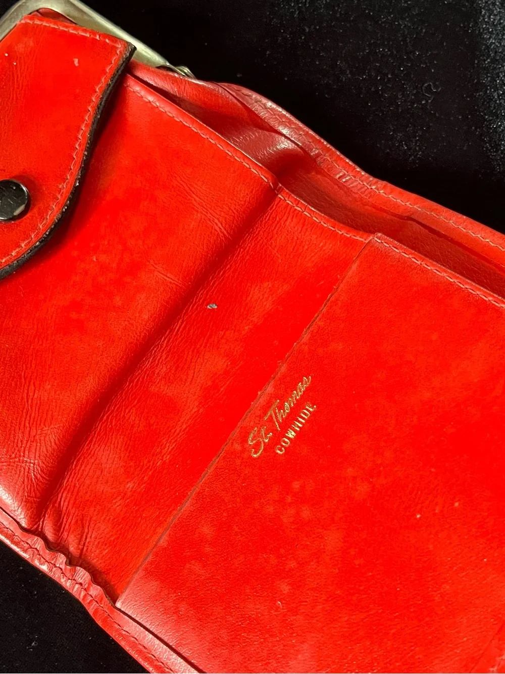 St. Thomas Vintage Lipstick Red Leather Wallet Coin Purse